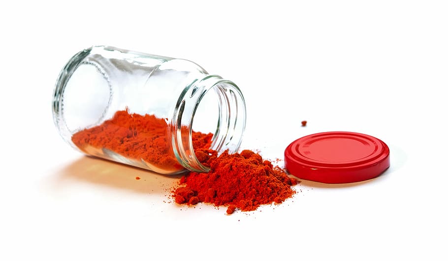 paprika powder, Paprika, powder, red, spice, isolated, white Background, close-up, white, white color