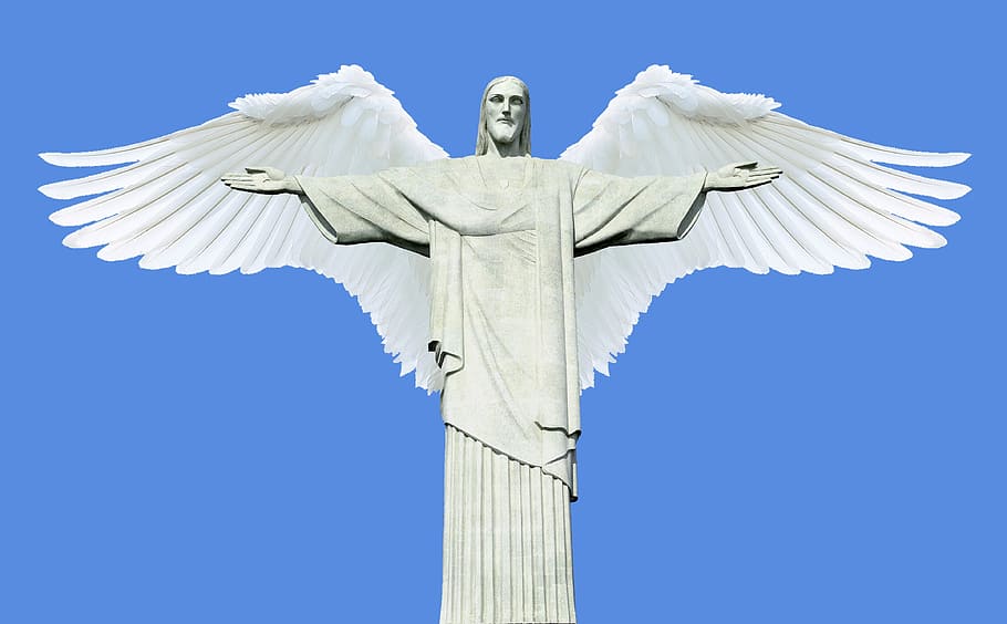cristo, redentor, rio brasil, cristo redentor, jesus, santo, anjo, asa, bênção, estátua