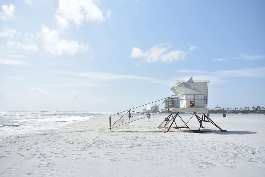 white, lifeguard house, beach, safety, lifeguard, coast, summer, safe, tower, structure