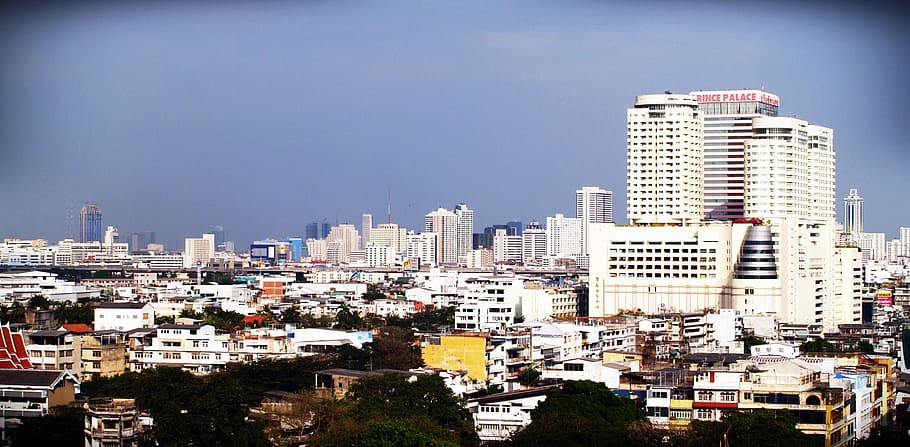 Bangkok, View, Condo, Pool, Condominium, building, sky, thailand, tower, park