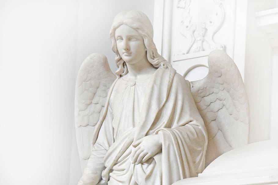 ángel, estatua, escultura, figura, ángel de la guarda, arte, iglesia, innsbruck, religión, blanco