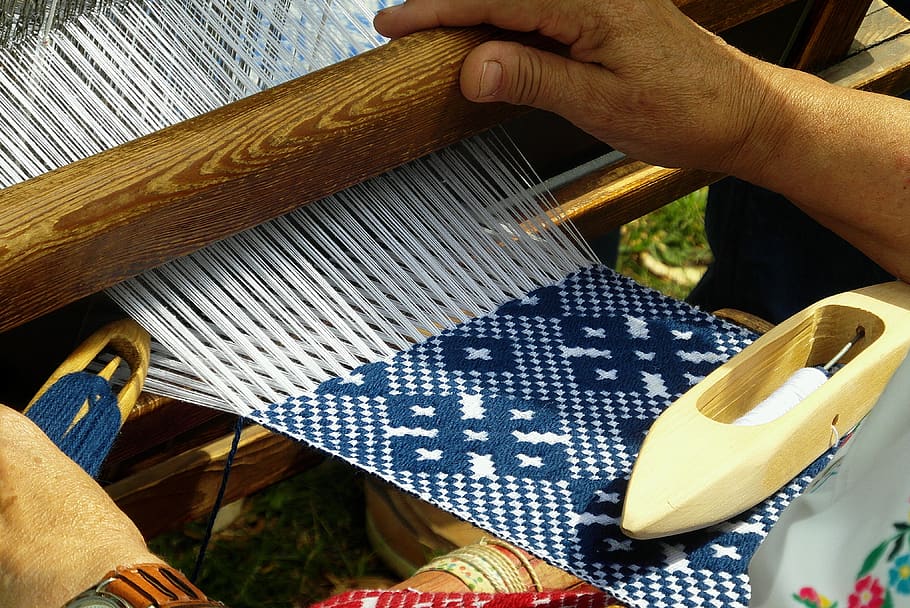 handicraft, weaving, loom, wool, work, weaver, traditional, craftsman, weave, the fabric