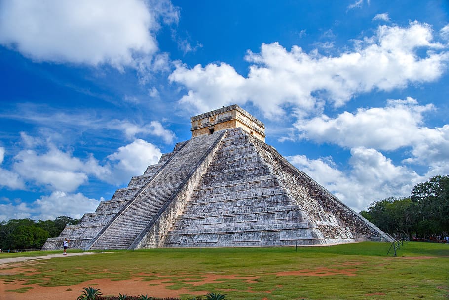 foto, gris, hormigón, pirámide, kukulcán, quetzalcóatl, chichen itza, méxico, maya, antigüedad
