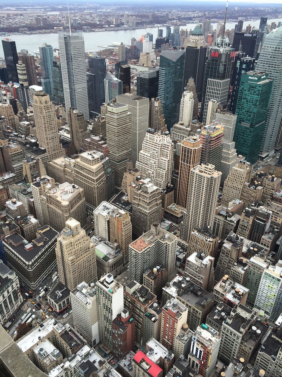 aerial, photography, cityscape, View, Empire, New York City, Manhattan, view empire, big city, skyscraper