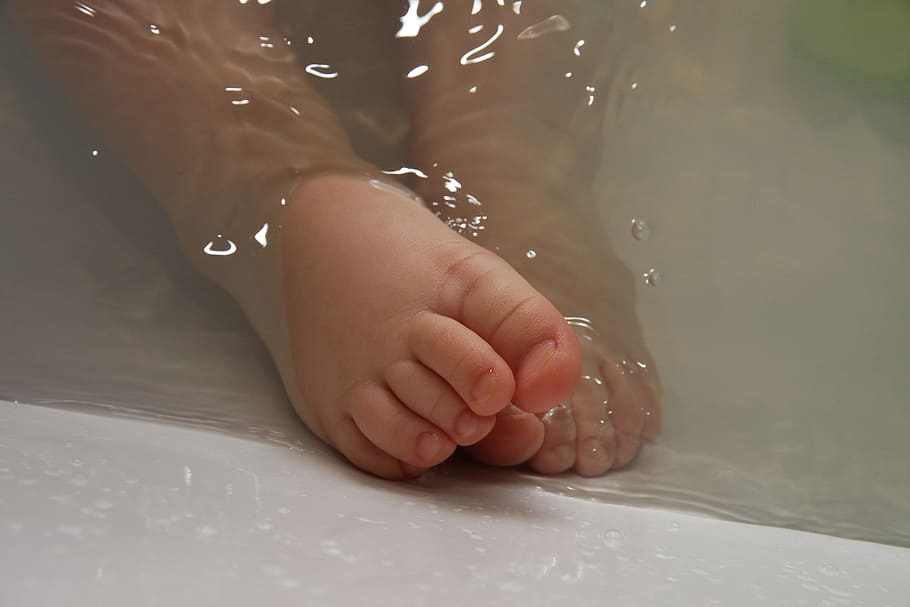 closeup, baby, foot, body, water, feet, baby feet, bathing, small, kid
