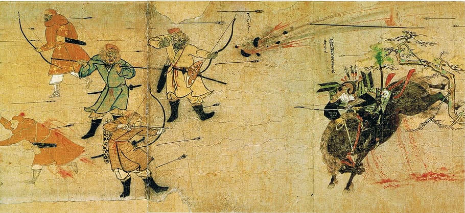 mongol invasion, japan artwork, Mongol Invasion of Japan, Artwork, invasion, japan, mongol, painting, public domain, old