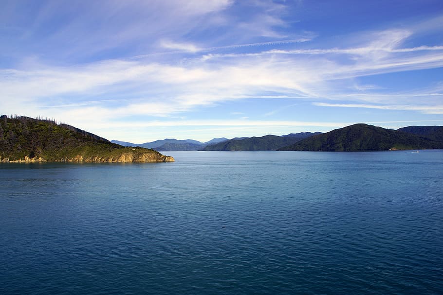 穏やかな, 体, 水, ニュージーランド, 自然, 青, 空, nz, 南の島, 水面