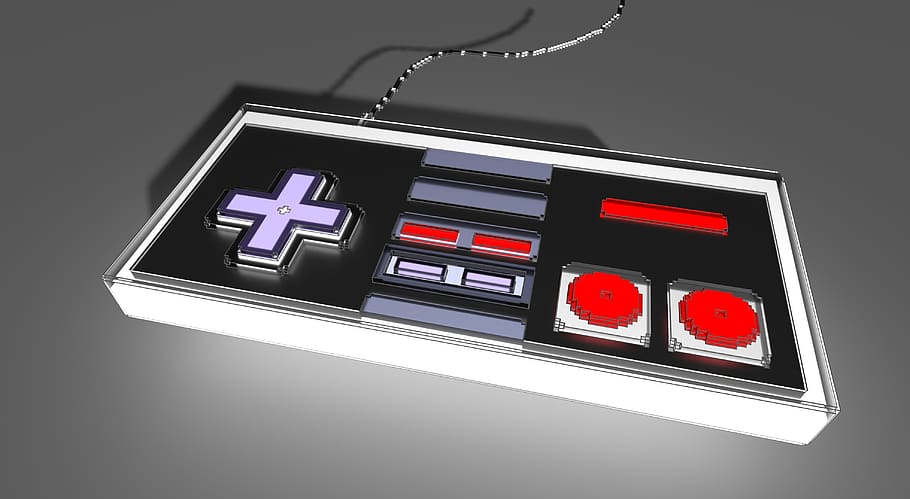 voxel, nintendo, nes, control, videogame, gamer, console, technology, digital display, indoors