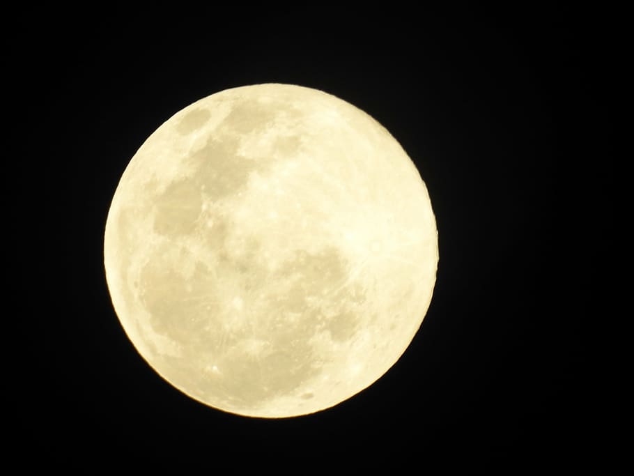 luna, foto, noche, completo, espalda, amarillo, espacio, astronomía, cielo, luna llena