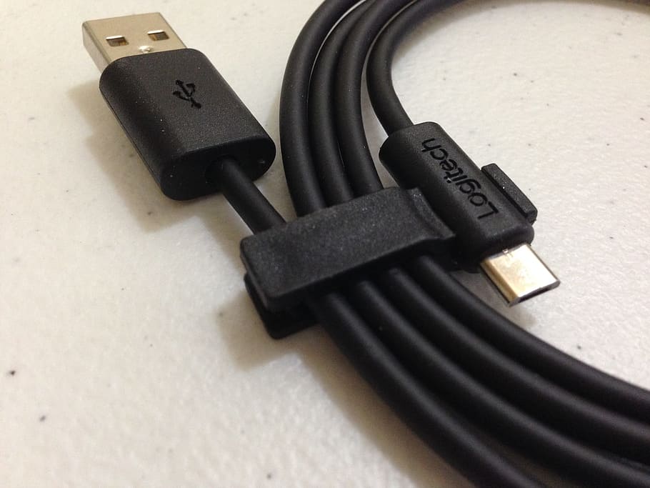 black, logitech usb cable, Usb, Cable, Technology, Connection, network, equipment, computer, cord