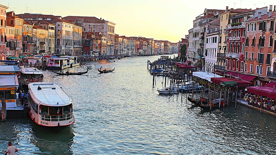 grand, kanal, siang hari, Venesia, Grand Canal, italia, air, arsitektur, bangunan, gereja