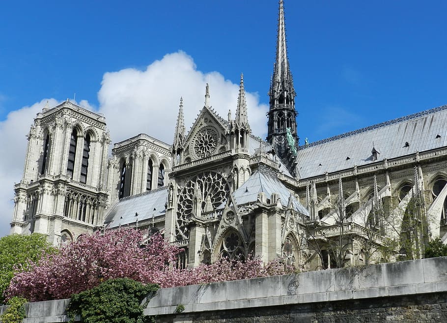 paris, notre dame, katedral, sungai seine, struktur yang dibangun, arsitektur, eksterior bangunan, langit, alam, agama