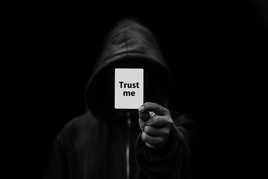 trust, man, hood, map, prompt, darkness, blind trust, saying, truth, reality