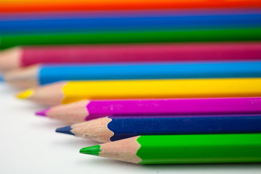 coloreado, lápices de arte, Macro shot, arte, lápices, varios, educación, aprendizaje, oficina, escuela