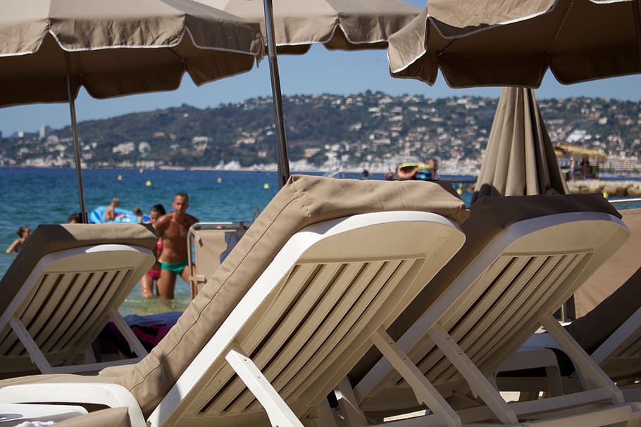 chair, relaxation, travel, water, luxury, cannes, french riviera, summer, beach, sea