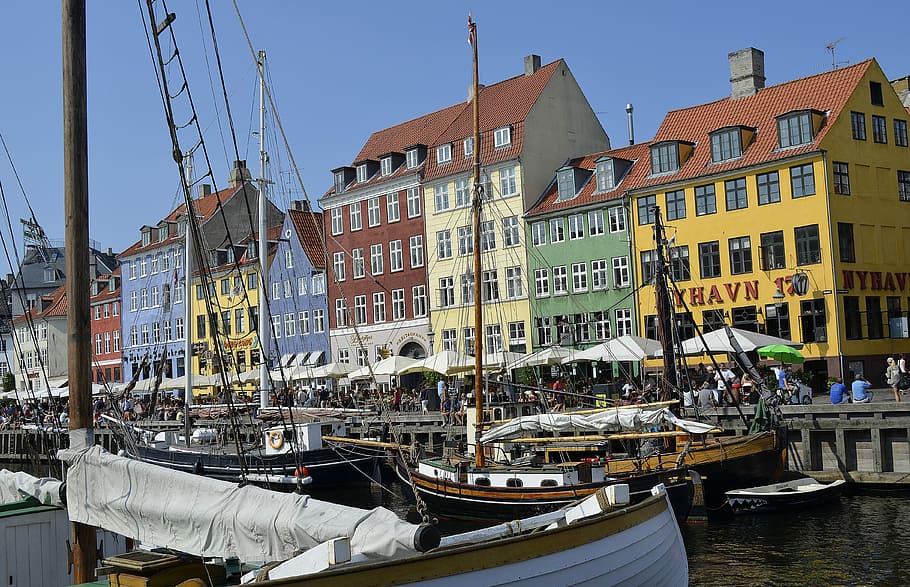 Copenhagen, Nyhavn, Tourist, Attraction, tourist, attraction, denmark, port, ship, buildings, summer