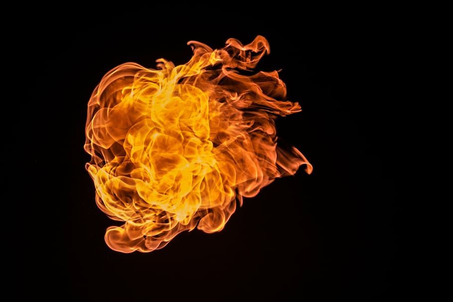 naranja, rojo, ilustración de la llama, llama, fuego, infierno, ardor, inflamable, quemar, fondo negro