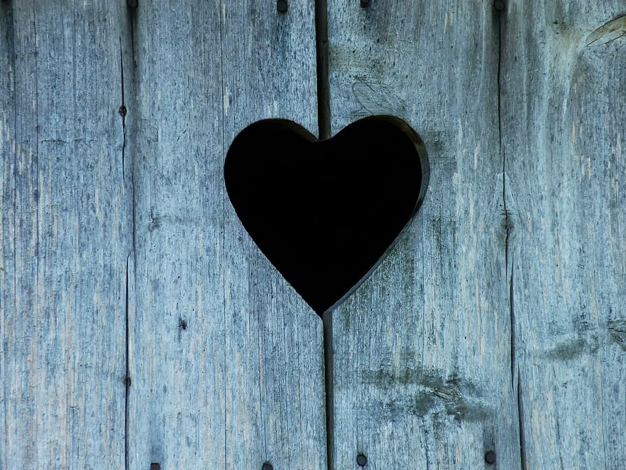 gray, cutout, wooden, wall, love, old, rustic, heart shape, positive emotion, wood - material