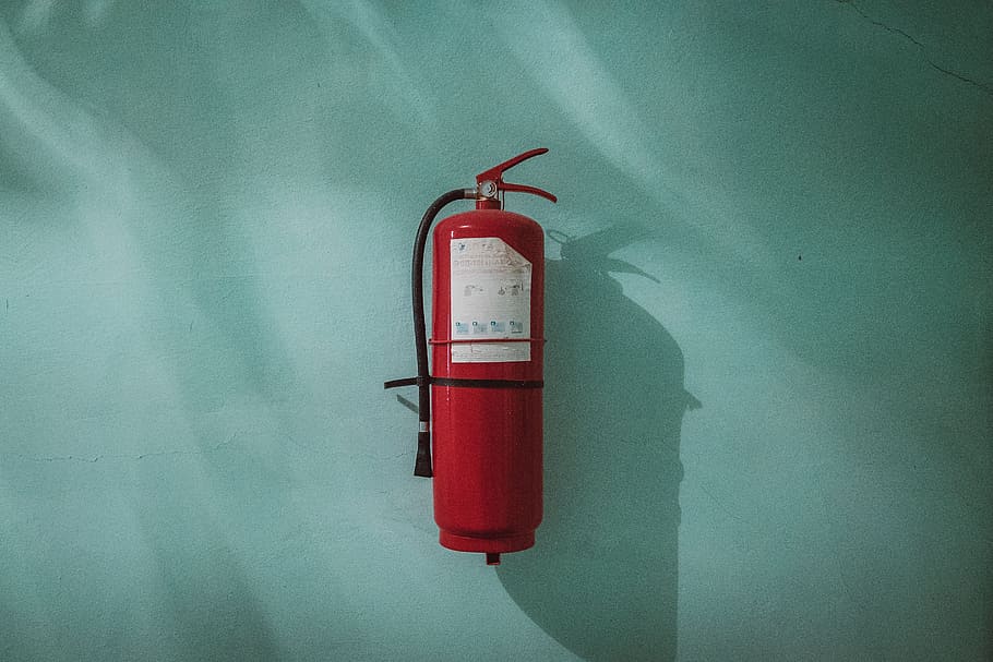 wall, Fire extinguisher, various, fire, red, green color, accidents and disasters, old-fashioned, day, wall - building feature