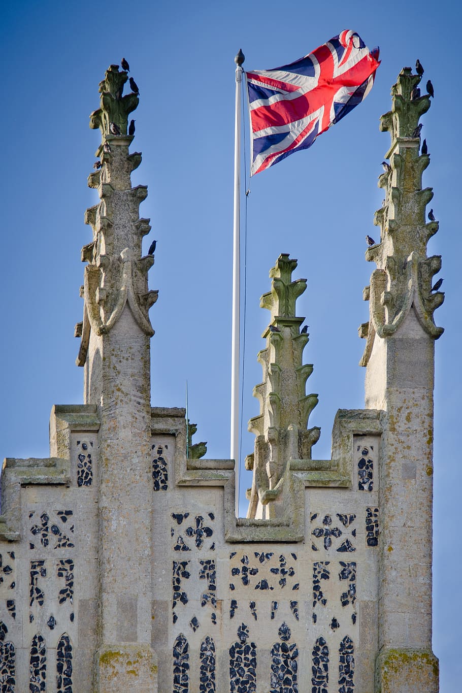 gris, hormigón, edificio, unión, jack, bandera, inglaterra, británico, reino unido, union jack