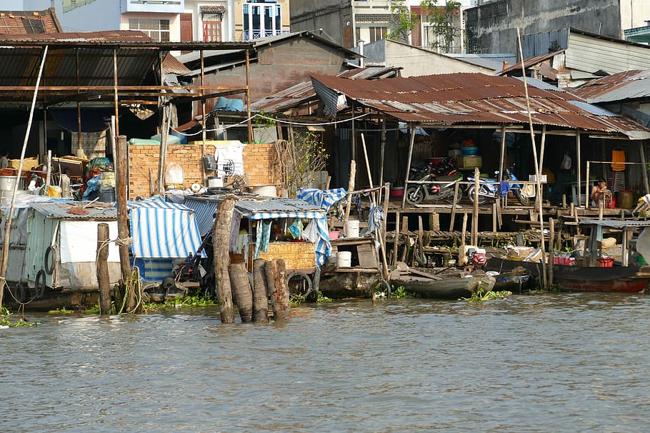 Vietnam, Mekong River, Live, river, mekong delta, tropics, poverty, slum, can tho, nautical vessel