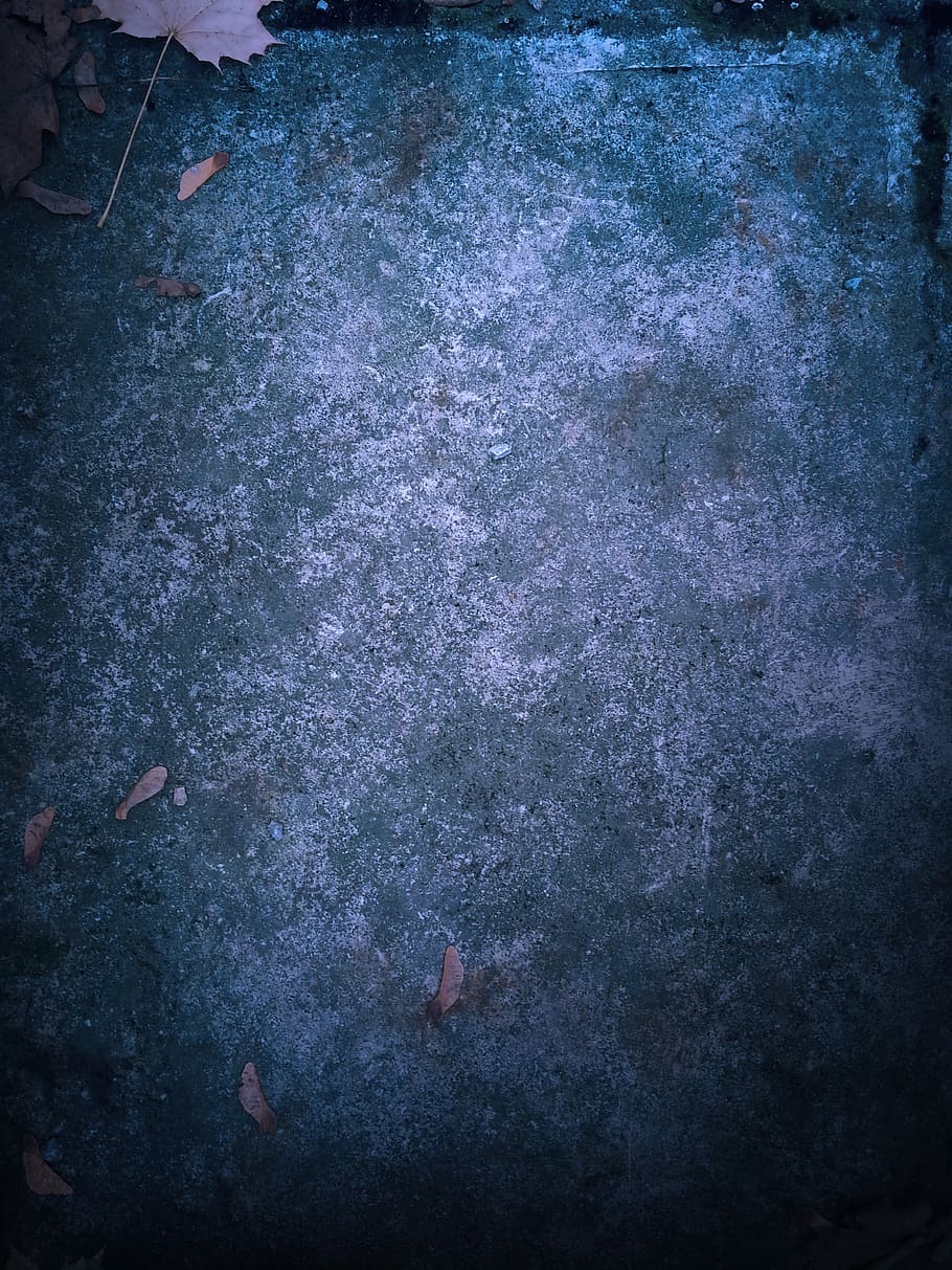 灰色のコンクリートの床, 地面, 石, 背景, 葉, グランジ, テクスチャ, 灰色, 秋, 通り