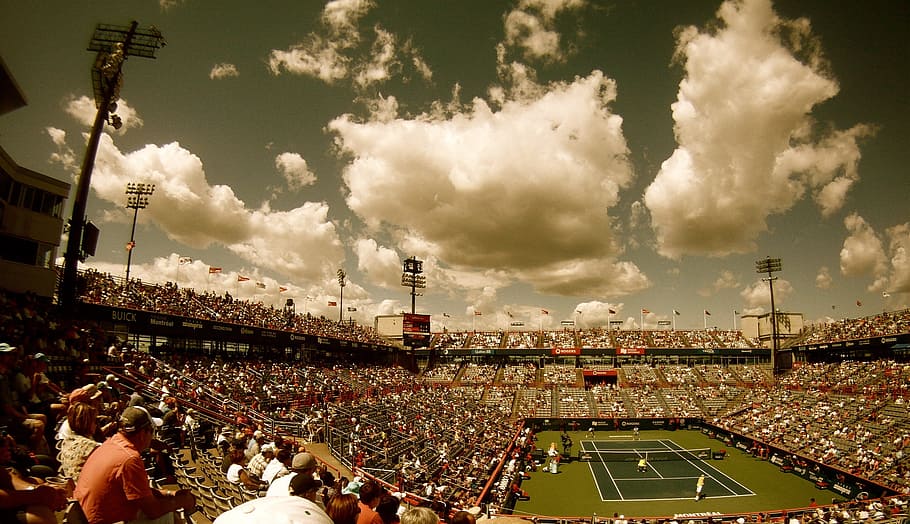 time lapse photography, clouds, tennis stadium, tennis court, tennis, stadium, audience, crowd, sport, competition