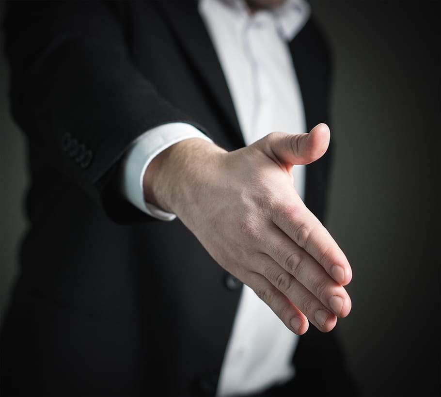 selective, focus photo, man, hand, handshake, give, business, giving, offer, cooperation