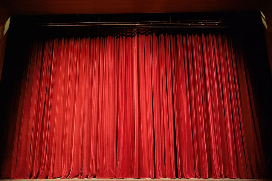 closed, red, theater curtains, theater, curtain, stage, event, act, entertainment, performance