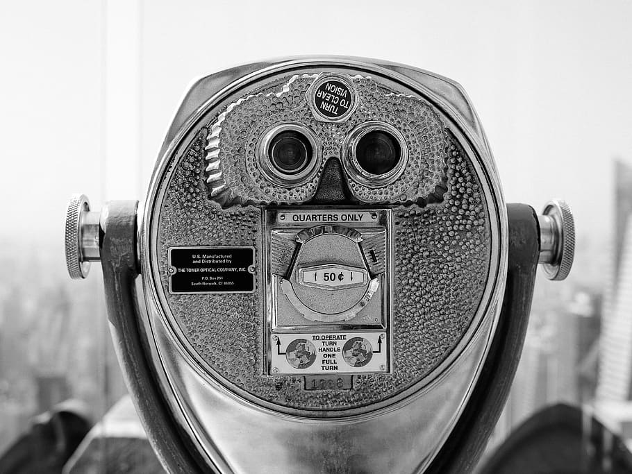 coin operated, binoculars, tower viewer, telescope, focus on foreground, close-up, coin-operated binoculars, technology, surveillance, day
