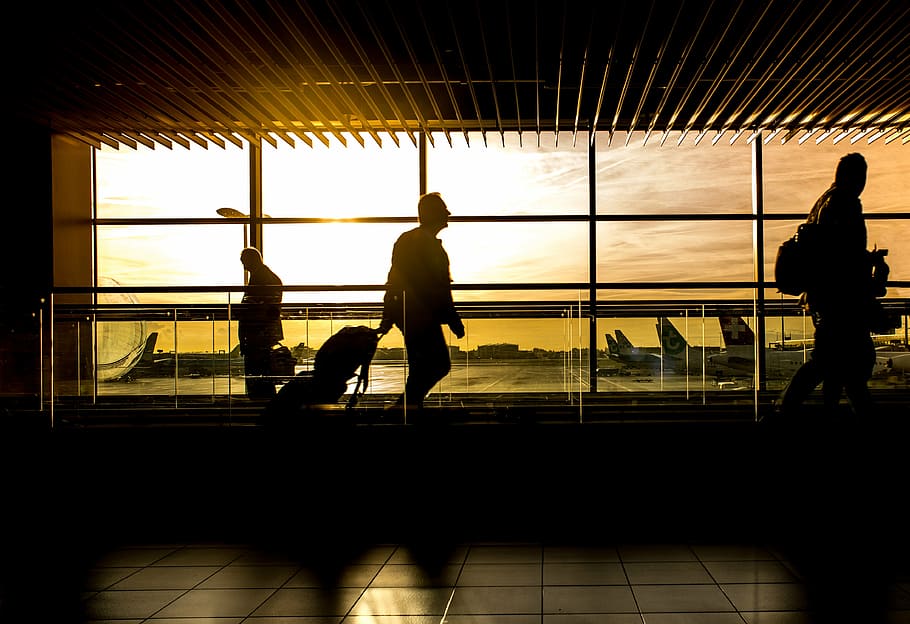 man, airport, sunset, travel, traveler, passenger, person, people, flight, adult