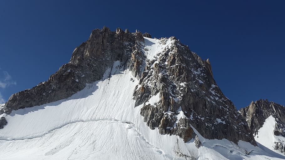 snow, capped, mountains, daytime, Tour Ronde, North Wall, Chamonix, alpine, high mountains, granite