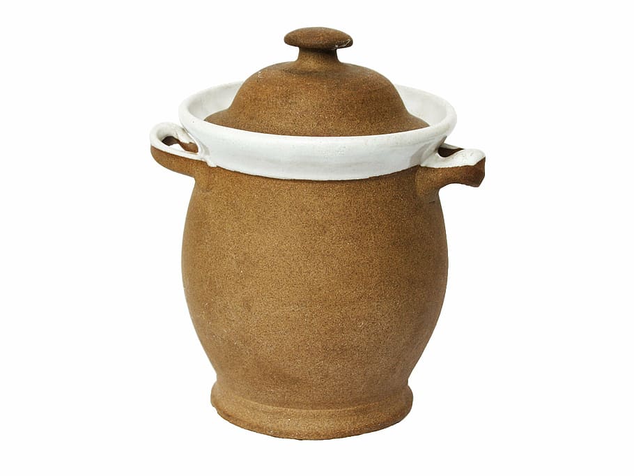 putih, coklat, vas amphora, keramik, tanah liat, wadah, tempayan, dekoratif, toples, kendi
