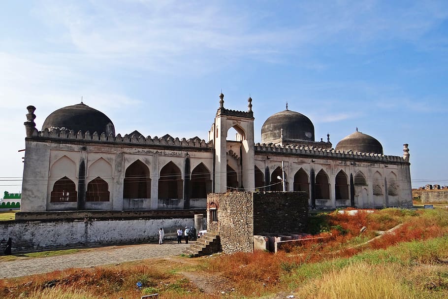 jama masjid, gulbarga fort, bahmani dynasty, indo-persian, architecture, karnataka, india, built structure, building exterior, sky