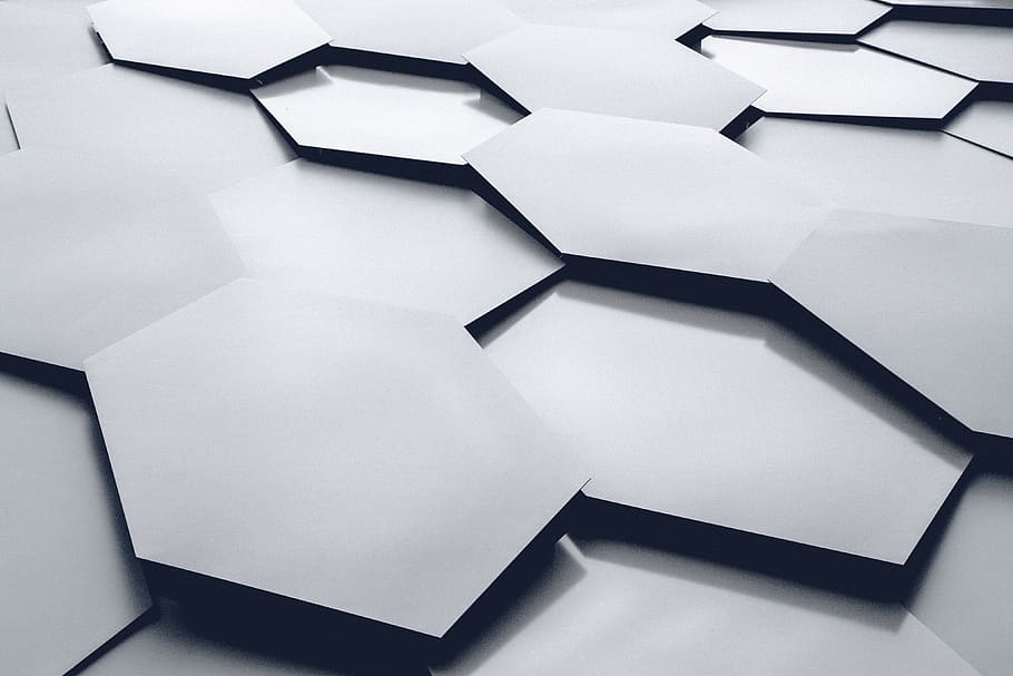 resumen de formas hexagonales, hexágono, formas, resumen, varios, fondos, tecnología, forma, patrón, blanco