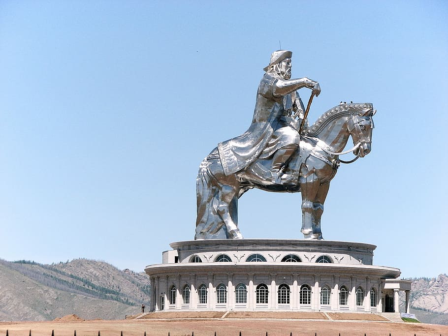 Monument, Genghis Khan, Horse, the horse, mongolia, step, metal, steel, empire, chief