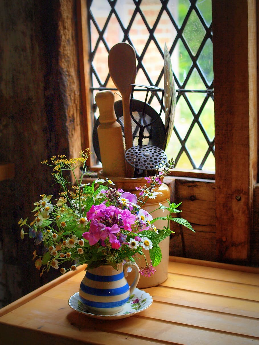 花の装飾 花瓶 静物 ビンテージ キッチン 花 開花植物 窓 植物 テーブル Pxfuel
