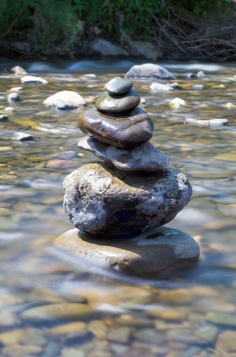 Stone, Rocks, Pebbles, Stones, Water, stones water, balance, stone - object, zen-like, stack