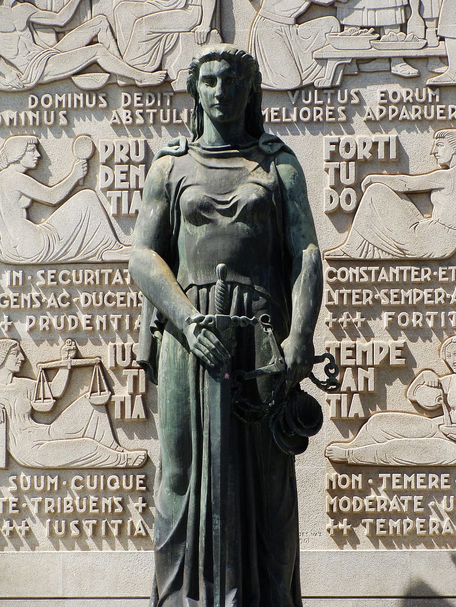 statue, sculpture, justice, stone, bronze, monument, architecture, facade, lawyer, legal