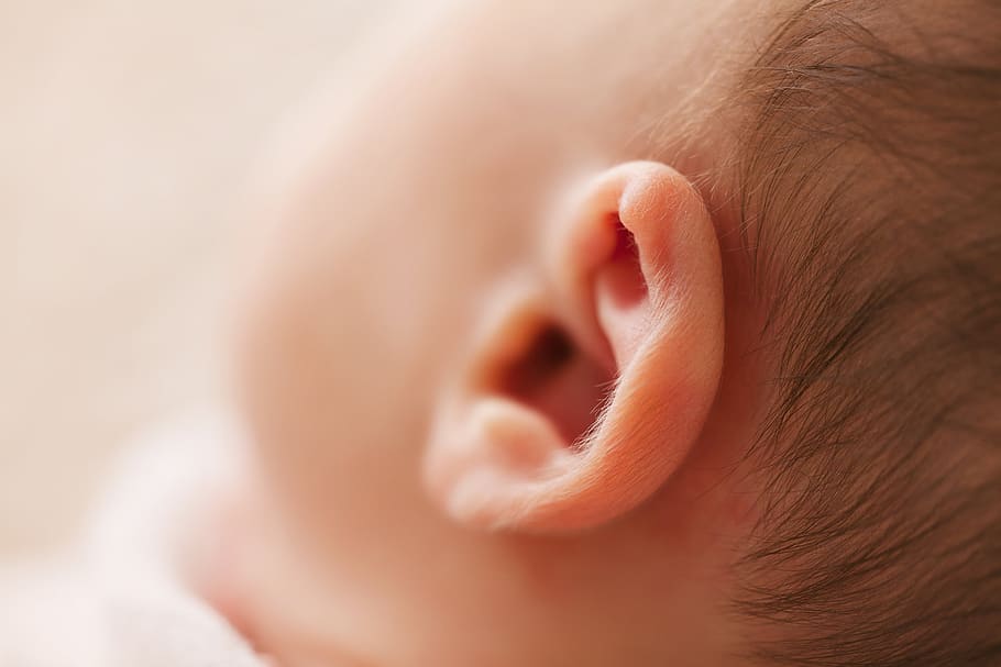 baby, child, ear, newborn, person, people, closeup, macro, hair, young