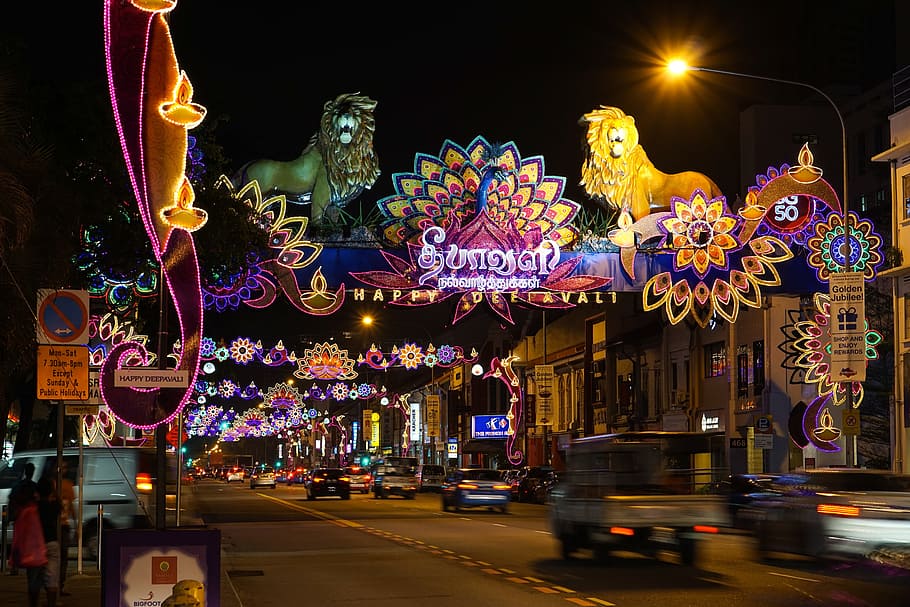 assorted, string lights, nighttime, diwali, deepawali, celebration, festival, lights, decoration, festive
