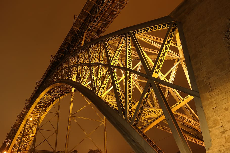 puente, arquitectura, gráfico nocturno, punto de referencia, turismo, estructura, históricamente, vista de ángulo bajo, estructura construida, metal