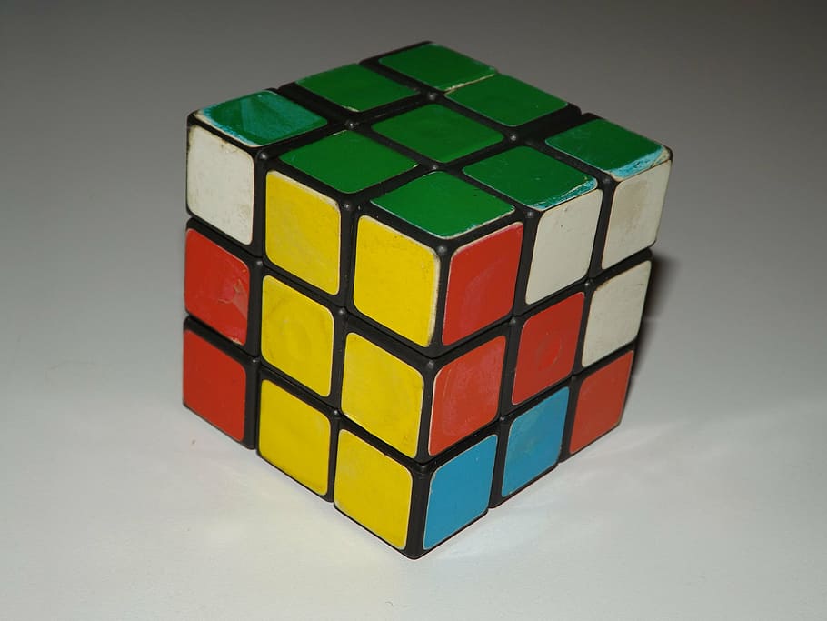 cube magic, pre-mounted, green, cube Shape, puzzle Cube, toy, education, multi Colored, blue, studio shot