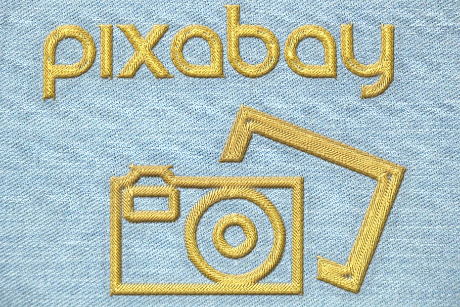 pixaboy embroider, pixabay, logo, emblem, embroidery, hand labor, art, craft, thread, sew