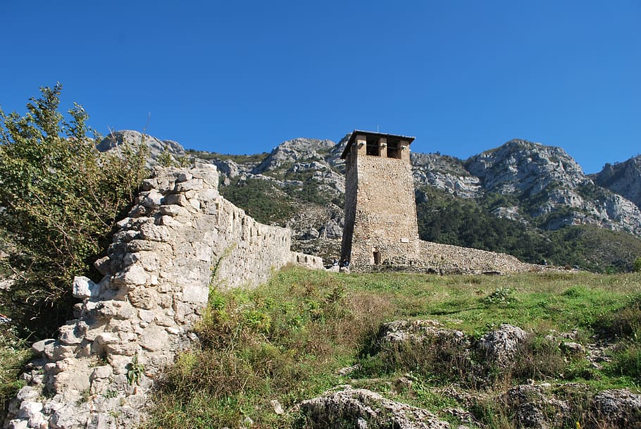 albania, the ruins of the, fortress, dre, tower, wall, history, the past, architecture, sky