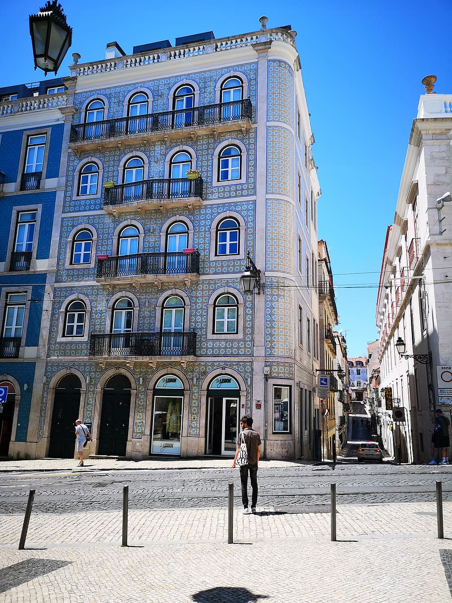 building, architecture, house, azuleos, facade, portugal, lisbon, portuguese, city, travel