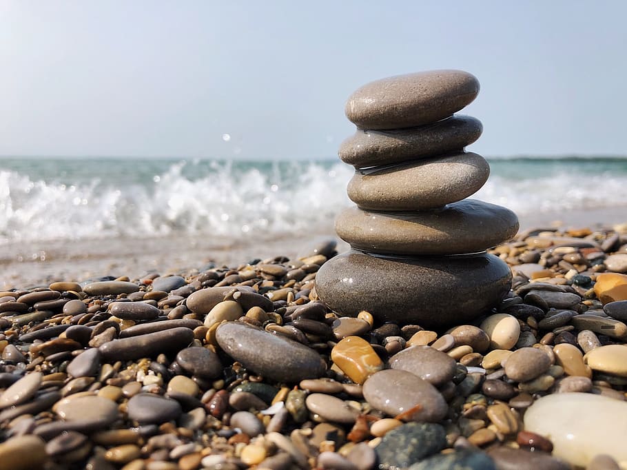 roca, equilibrio, zen, meditación, naturaleza, relajarse, apilado, rocas, piedras, agua