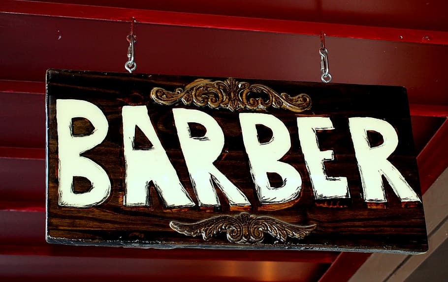 brown, white, barber signage, Sign, Barber, Hair, Barbershop, Haircut, hairdresser, grooming