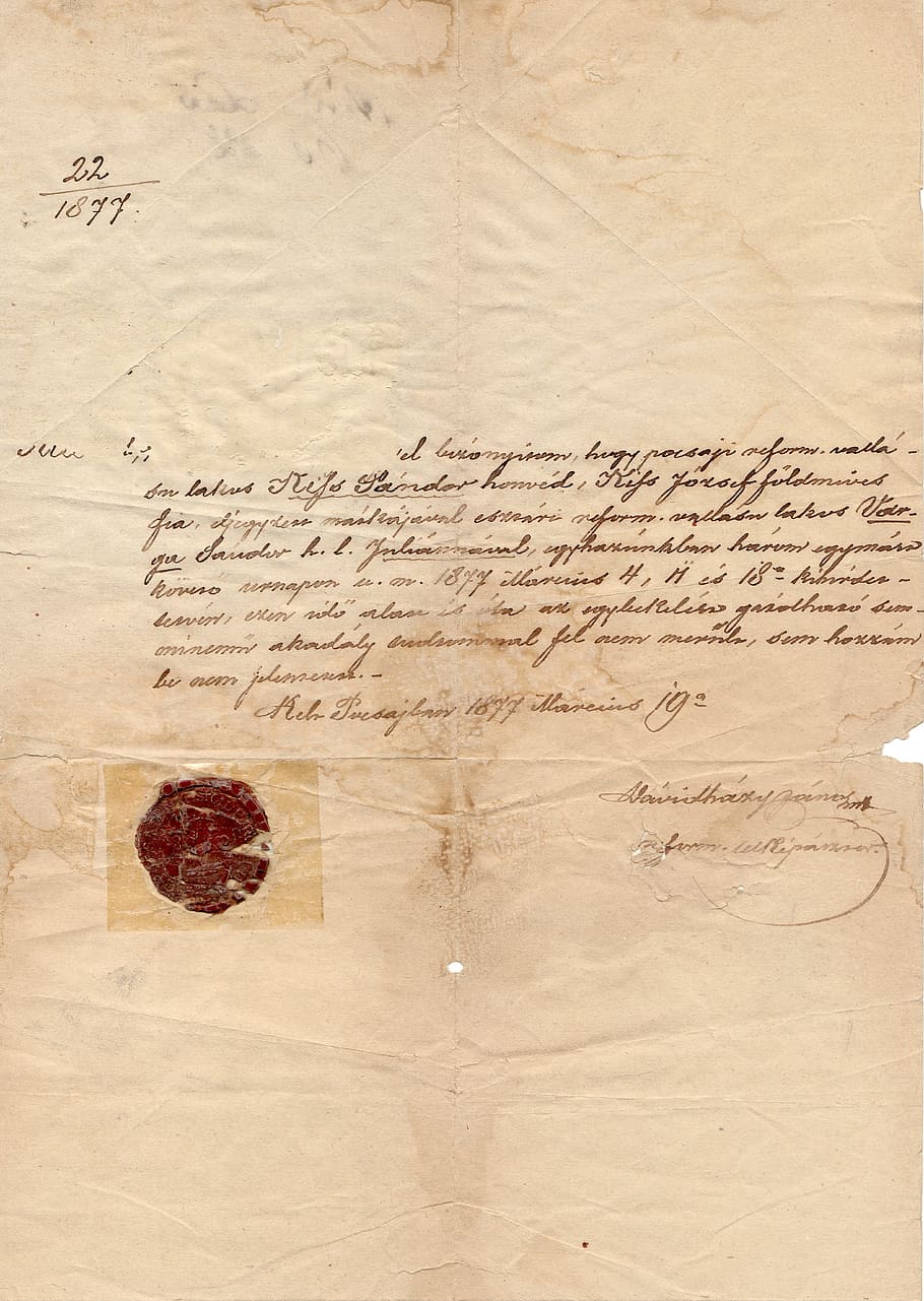 foto de primer plano, carta, sello postal, húngaro, cultura, escritura, 1877, comunicación, idioma, texto