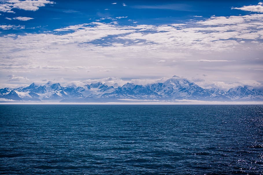 fotografia de paisagem, neve, coberto, montanha, paisagem, fotografia, montanhas, mar, oceano, azul
